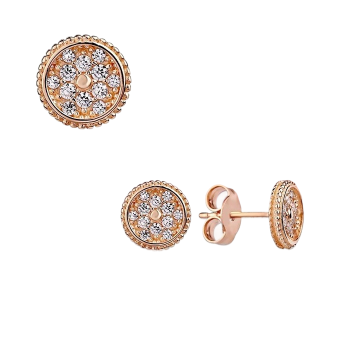 Earrings in Red gold 585 - Zirconia 