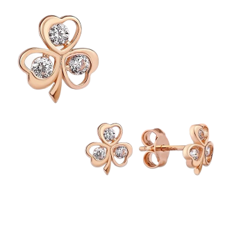 Earrings in Red gold 585 - Zirconia 
