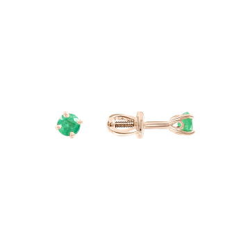 Серьги из красного золота 585 пробы с изумрудом 
