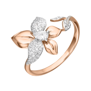 Damenring aus Rotgold 585° mit Zirkonia 