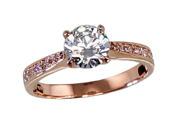 Lady´s ring in red gold of 585 assay value with zirconia 