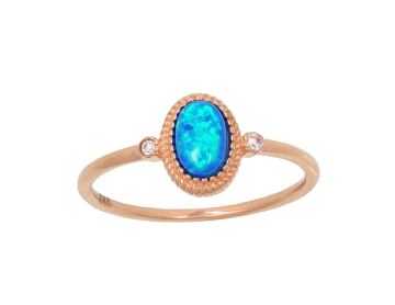 Lady´s ring in red gold of 585 assay value with zirconia, Opalit 16,0 mm