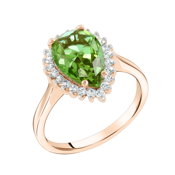 Lady´s ring in red gold of 585 assay value with Sultanite and Zirconia 