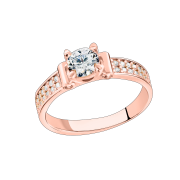 Lady´s ring in red gold of 585 assay value with zirconia 