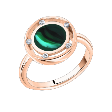 Damenring aus Rotgold 585° mit Zirkonia und blauem Emaille 
