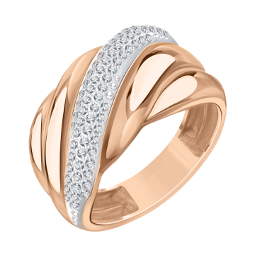 Lady´s ring in red gold of 585 assay value with zirconia 