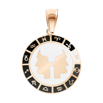 Pendant zodiac sign "Gemini" in red gold 