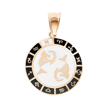 Pendant zodiac sign "Pisces" in red gold 