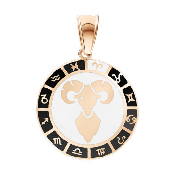 Pendant zodiac sign "Aries" in red gold 