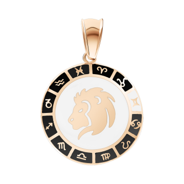 Pendant zodiac sign "Leo" in red gold 