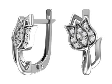Children silver earrings with zirconia 