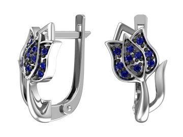 Children silver earrings with zirconia 