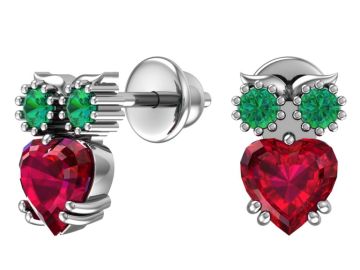 Children silver earrings with zirconia 