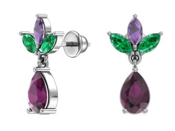 Серебряные серьги 925 пробы, вставка фианиты 