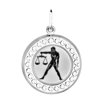 Silver zodiac sign "Libra" cubic zirconia 