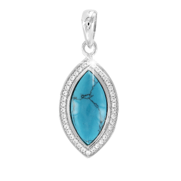 Серебряная подвеска 925 пробы. Вставка: Фианиты и Бирюза 