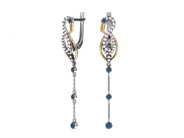 Серебряные серьги 925 пробы, вставка фианиты 