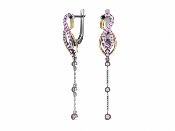 Серебряные серьги 925 пробы, вставка фианиты 