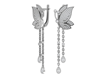 Серебряные серьги 925 пробы, вставка фианиты 