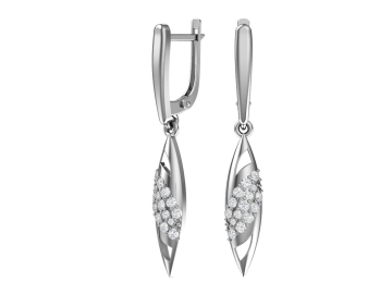 Серебряные серьги 925 пробы, вставка фианиты 