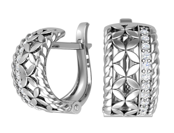 Серебряные серьги 925 пробы, вставка фианиты 