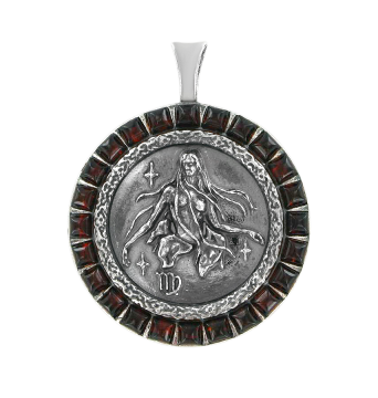 Anhänger Sternzeichen "Jungfrau" aus 925er Sterling Silber mit echtem Bernstein 