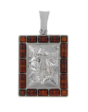 Anhänger Sternzeichen Fische aus 925er Sterling Silber mit echtem Bernstein 