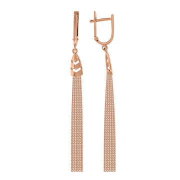 Earrings in red gold of 585 assay value 