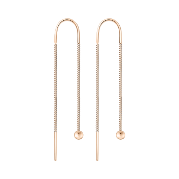Earrings as pull-through in red gold of 585 assay value 