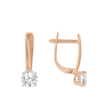 Earrings in red gold with cubic zirconia 
