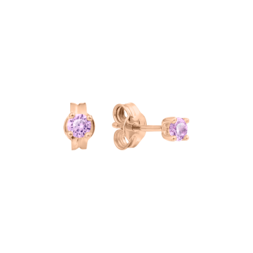 Infant earrings in red gold of 585 assay value with zirconia 