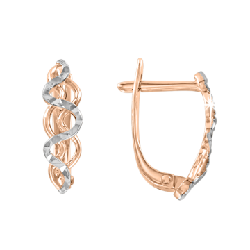 Earrings in red and white gold of 585 assay value 