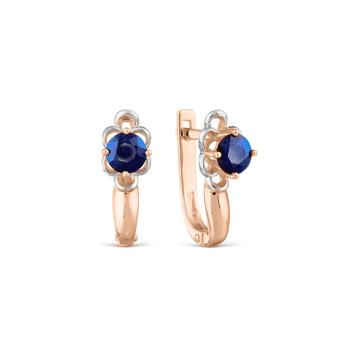 Earrings in red gold of 585 assay value with sapphire 