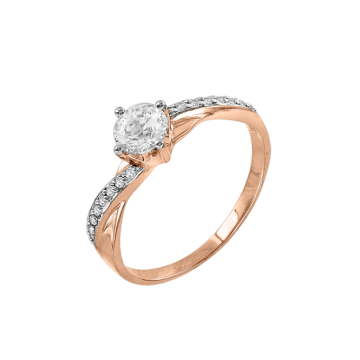 Damen-ring aus Rotgold 585° mit Swarovski Kristall, Zirkonia 