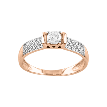 Damen-ring aus Rotgold 585° mit Swarovski Kristall, Zirkonia 
