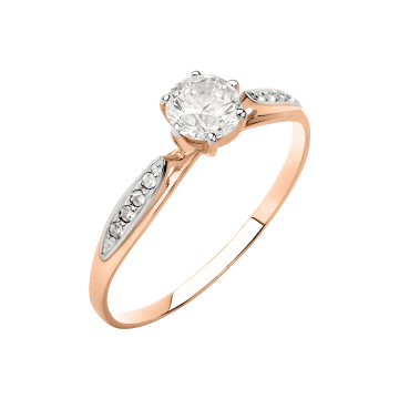 Damenring aus Rotgold 585° mit Zirkonia Swarovski Durchmesser 