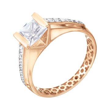Damenring aus Rotgold 585° mit Zirkonia 