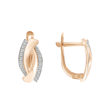 Earrings in red gold with cubic zirconia 