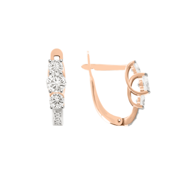 Earrings in red gold with cubic zirconia 