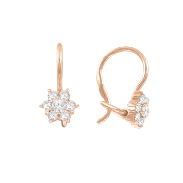 Infant earrings in red gold of 585 assay value (14ct) with zirconia 
