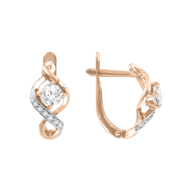 Серьги в красном золоте 585 пробы с кристаллами Swarovski 