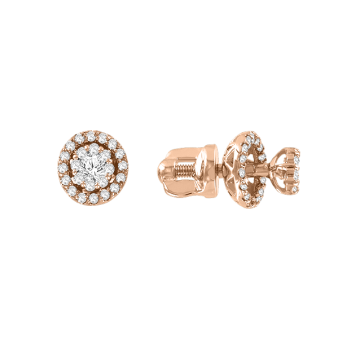 Earrings in red gold with cubic zirconia 