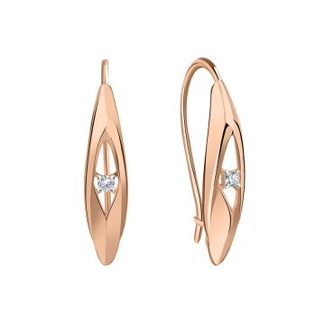 Earrings in red gold with cubic zirconia 