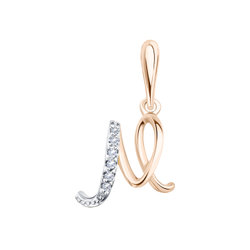 Pendants in red gold of 585 assay value with zirconia 