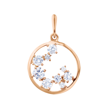 Pendants in red gold of 585 assay value with zirconia 