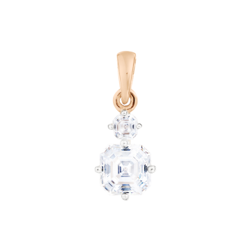 Pendant in red gold of 585 assay value with zirconia 