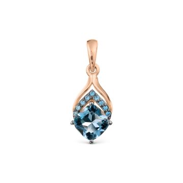 Pendant in red gold of 585 assay value with topaz, zirconia 