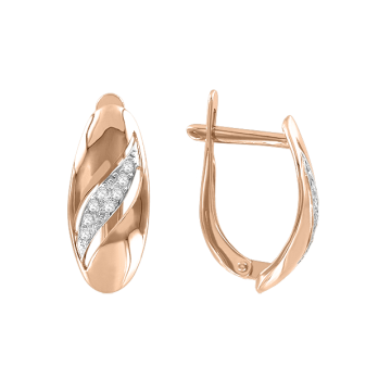 Earrings in red gold with cubic zirconia 