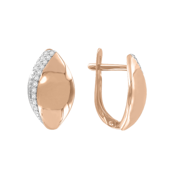 Earrings in red gold with cubic zirconia 