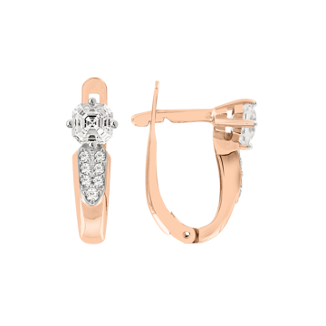 Earrings in red gold with cubic zirconia 